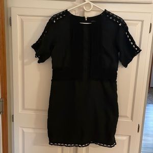 Linen and eyelet black dress